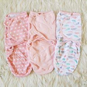 3 Velcro small baby girl swaddles
